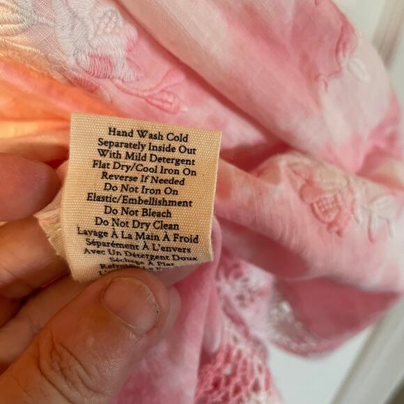 LoveShackFancy Divine Bloom Embroidery Mini Dress  in Pink Tye Dye Size 10 - Picture 14 of 15